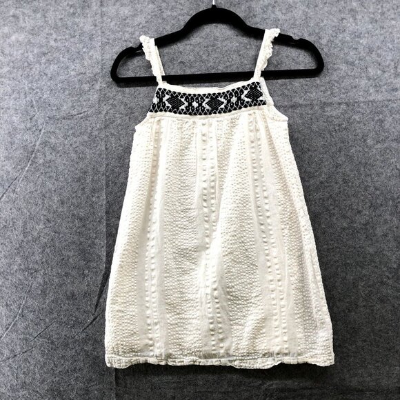 Lefties Girls Size 9-10 Cotton Cami Dress Ivory White Embroidered Boho Textured - Picture 2 of 8